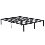 ZUN 195.5*142.2*35.5cm Bed Height 14" Simple Basic Iron Bed Frame Iron Bed Black 87339259