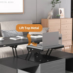 ZUN Modern Gray Multi-functional Rectangle Lift-top Coffee Table Extendable with Storage WF307466AAG