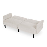 ZUN Velvet Futon Couch Convertible Folding Sofa Bed Tufted Couch with Adjustable Armrests for Apartment W1413P147473