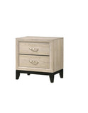 Contemporary 2-Drawer Nightstand End Table Drift Wood Finish Two Storage Drawers Metal Handles B011P159824