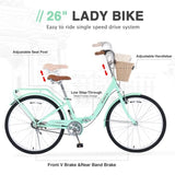 26 Inch Single Speed Folding Lady Bike , Durable Steel Frame,Compact Design for Easy Storage and W1019P248822