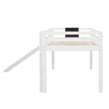 Twin size Loft Bed Wood Bed with Slide, Stair and Chalkboard,White WF286310AAK