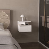 White 1-Drawer Floating Nightstand B062P175085