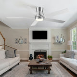 52" Brushed Nickel Lowe Profile Ceiling Fan with Light W1367P270468