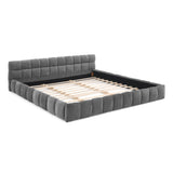 King size Upholstered Bed Frame Thick Fabric, Chenille Fabric Grounded Queen Size Platform Bed W487P246688