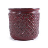 Handmade Ceramic Planter Set of 3, 15/12/9 Inch Diameter, Burgundy Diamond-Pattern, for Orchids & W3273P321477