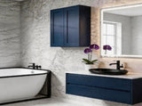 33" Navy Blue Shaker Wall Cabinet Solid Wood with 3 Adjustable Shelves Ready-to-Assemble for T2950P511196