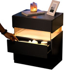 ZUN LED Nightstands 3 Drawer Dresser for End Table with Acrylic Board LED Bedside Tables for W2371P173485