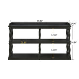 Console with 3-Tier Open Storage Spaces And Roman Column Effect Support Legs,Narrow Sofa Entry W1445P162737