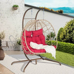 ZUN 2 Person Outdoor Rattan Hanging Chair Patio Wicker Egg Chair W874P146264