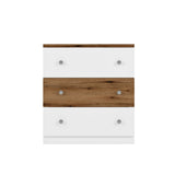 3-Drawer Wooden Nightstand with Colorblock Design and Metal Handle, Wood Side Table with Storage N733P187496D