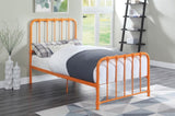 Metal Bed Orange Finish Twin Platform Bed 1pc, Bed in a Box B011P265604