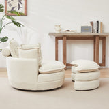 38"W Oversized Swivel Chair with moon storage ottoman for Living Room, Modern Accent Round Loveseat W834P150050