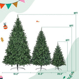 ZUN 8FT, 6FT, 4FT Pre-Lit Green Pine Artificial Christmas Tree, Set of 3 Hinged Xmas Trees with 820 N704P198464F