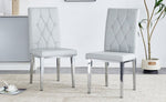 ZUN 2 piece dining chairs.Light gray provides a modern feel, while the checkered buckle design has a W1151132028