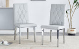 ZUN 2 piece dining chairs.Light gray provides a modern feel, while the checkered buckle design has a W1151132028