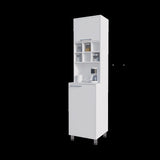 Rock Kitchen Pantry with Pneumatic Door, Open Storage, and Bottom Cabinet, White. B128P263725