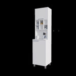 ZUN Rock Kitchen Pantry with Pneumatic Door, Open Storage, and Bottom Cabinet, White. B128P263725