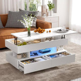 U-Can Lift-Top Coffee Table with 2 Drawers, Modern Coffee Table with Adequate Hidden Compartment, N724P290058K
