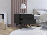 Black Wengue 2-Drawer Rectangle Nightstand B06280316