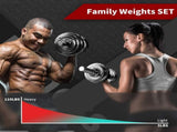 Adjustable Dumbbell Set With 3 in 1 Dumbbell Barbell Metal Connecting Rod, Chromed Weights, 30618876