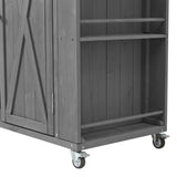 Outdoor Kitchen Island Fir Wood Kitchen Island with Stainless Steel Top, Ample Storage Space, Towel N719P246553R