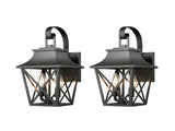 Black Outdoor Wall Lantern 2-Light, Large Outside Modern Wall Sconce Fixture, Industrial Porch W2714P218530