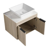 ZUN 24 " Modern Design Float Bathroom Vanity With Ceramic Basin Set, Wall Mounted White Oak Vanity With 61035448