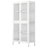 ZUN Four Glass Door Storage Cabinet with Adjustable Shelves and Feet Cold-Rolled Steel Sideboard W1673106109