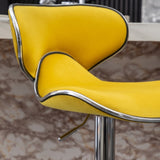 Masaccio Velvet Upholstered Adjustable Swivel Barstool, Set of 2, Yellow T2574P164847