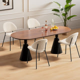 Set of 4 Upholstered Boucle Fabric Dining Chairs Mid-Century Modern Dining Chairs with Curved W3010P291310