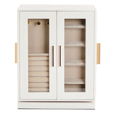 360&deg Rotating Jewelry Box with 5 Drawers - White Cabinet & Pink Velvet Storage 07488518