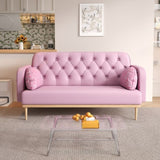 Loveseat sofa with tulip pattern Modern Upholstered Two Seater PU Sofa with 2 dumpling-shaped throw W1767106514