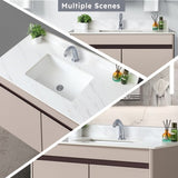 43 Inch Marble Vanity Top, White Vanity Top with Pre-drilled Faucet Holes, Bathroom Vanity Top with 29510975