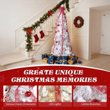 6 FT Fully Decorated Pre-lit Christmas Tree, Pop Up Artificial Xmas Tree with 100 Warm Lights and 34996842