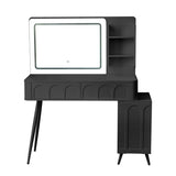 Modern Makeup Vanity Desk with LED Lights & Mirror, 4 Drawer Dressing Table Set with Stool, 3 Colors N844P257529B