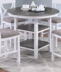 ZUN Counter Height Dining Table w Storage Shelve 4x Chairs Padded Seat Unique Design Back 5pc Dining Set B011P145833