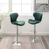 Ellston Upholstered Adjustable Swivel Barstools in Green, Set of 2 T2574P164875