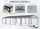 13*26.5 FT Carport, Heavy Duty Carport with Galvanized Steel Roof and Frame, Metal Carport Large W540P478289