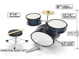 14" x 10" Kids 3-Drum Set, Poplar Wood Drum Kit with Electroplated Gem Blue Finish, Children's 13862619
