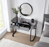 39" Mirrored Makeup Vanity Table with Stainless Steel Base, Mirrored Console Dressing Table with 2 N704P171796B