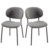 Grey Boucle Fabric Dining Chairs Set of 2,Dining Chairs with Metal Legs for Dining Room, Kitchen, W1164P195060