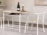 (85x60x76cm) Oak Grain PVC White Paint Breakfast Table and Chair Set Larger Version 97882164