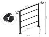 Handrails for Outdoor Steps, Wrought Iron Handrail Fits 1 or 3 Steps, 31715644