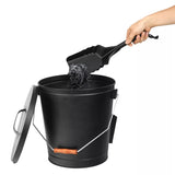 5 Gallon Black Metal Ash Bucket with Shovel Lid Handle For Fire Pits Wood Stove Fireplace 60114234