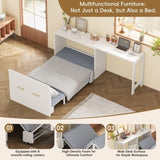 Twin Size Murphy Cabinet Bed with Adjustable Position Desk, Murphy Chest Dresser Bed with Foldable N733P272603K
