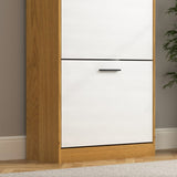 ZUN Shoe Storage Cabinet with 3 White Panel Flip Drawers, Freestanding Organizer for Entryway, Narrow W409P194946