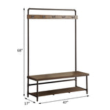 Chestnut and Dark Bronze Hall Tree with 5 Coat Hooks B062P153577