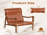 Modern Accent Chair with Rubber Wood Legs, Upholstered Lounge Armchair with Neck & Lumbar Pillow for 89834523