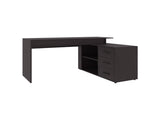 Desk, Black Wengue, 3 Drawers, 4 Legs, 2 Shelves B097P369419